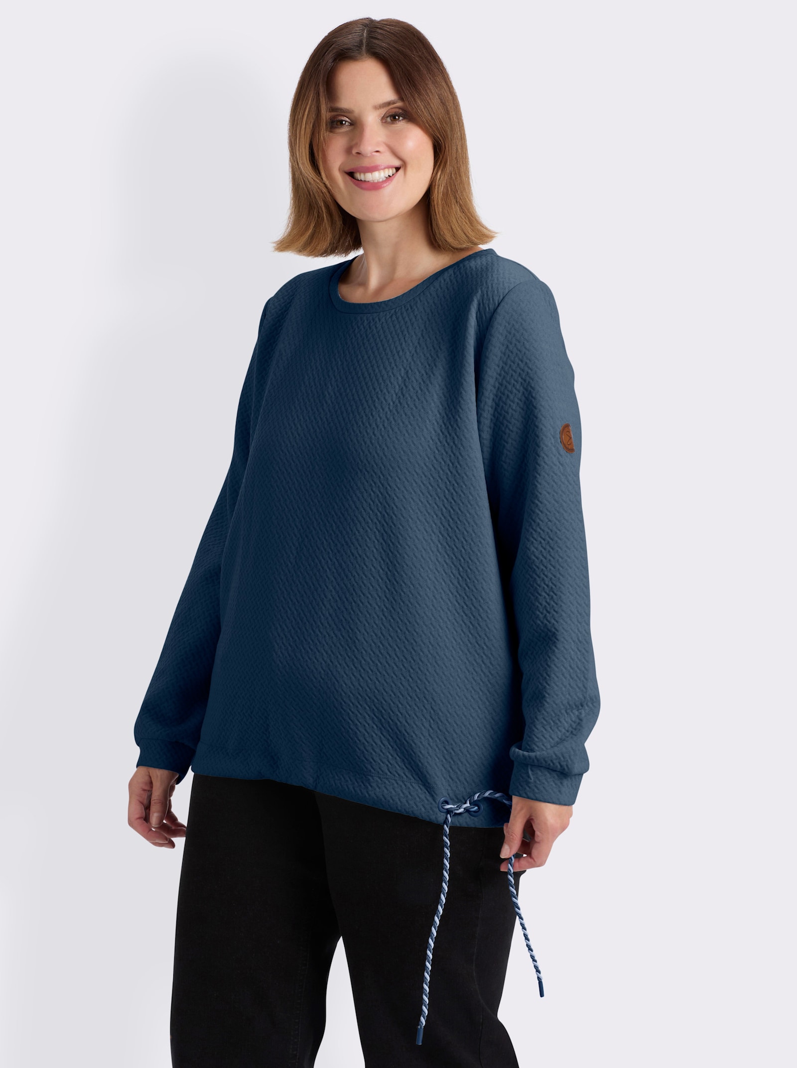 sheego Sweatshirt in strukturierter Optik - rauchblau