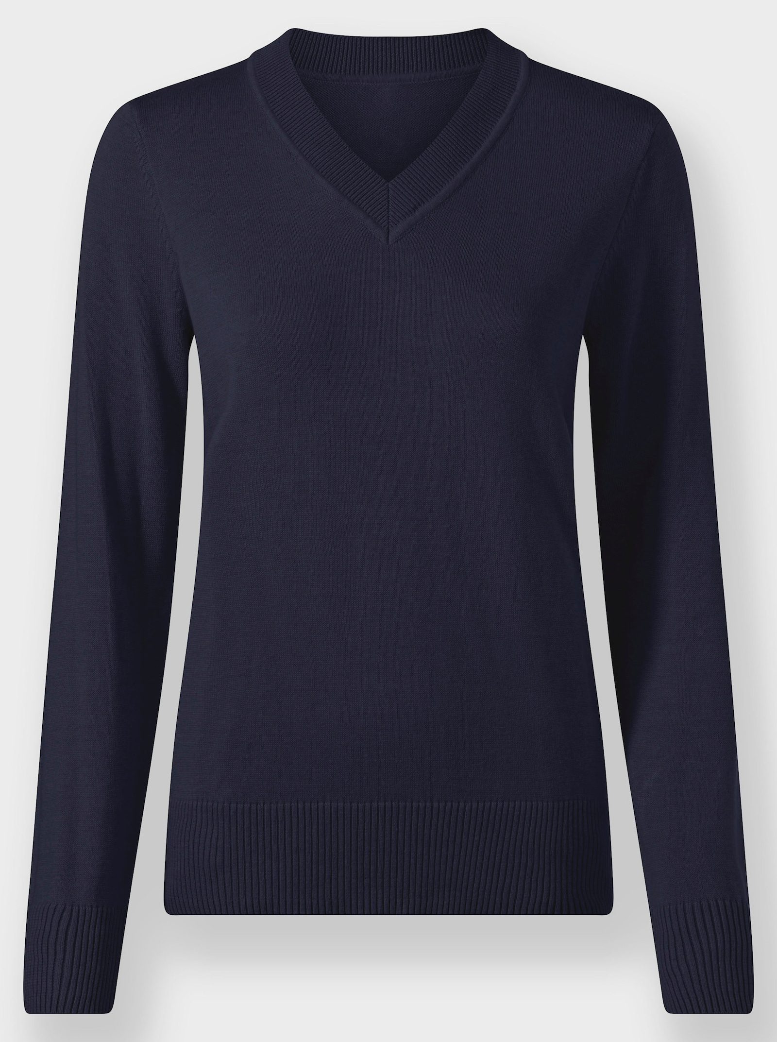 V-Ausschnitt-Pullover aus Feinstrick - marine
