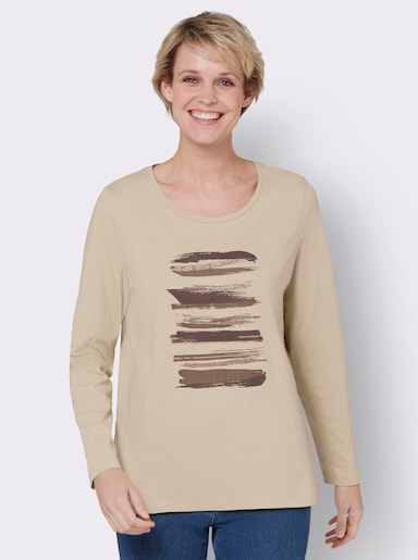 Shirt met lange mouwen - zand/chocolade