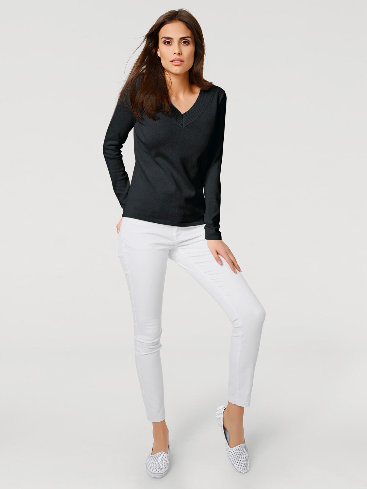 Rick Cardona V-Pullover - schwarz