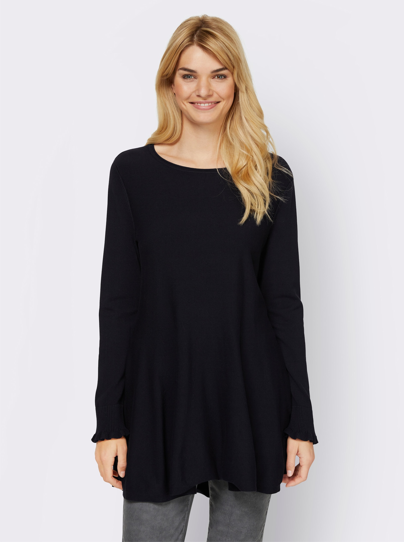 heine Longpullover in leicht ausgestellter Form - marine