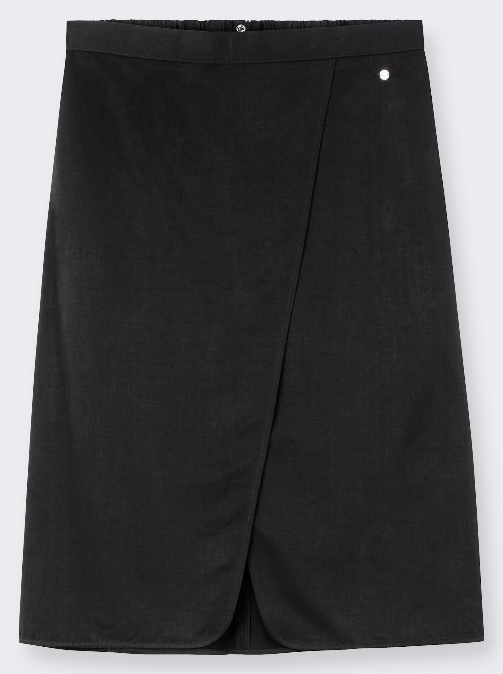 sheego Satinrock in Wickeloptik - schwarz