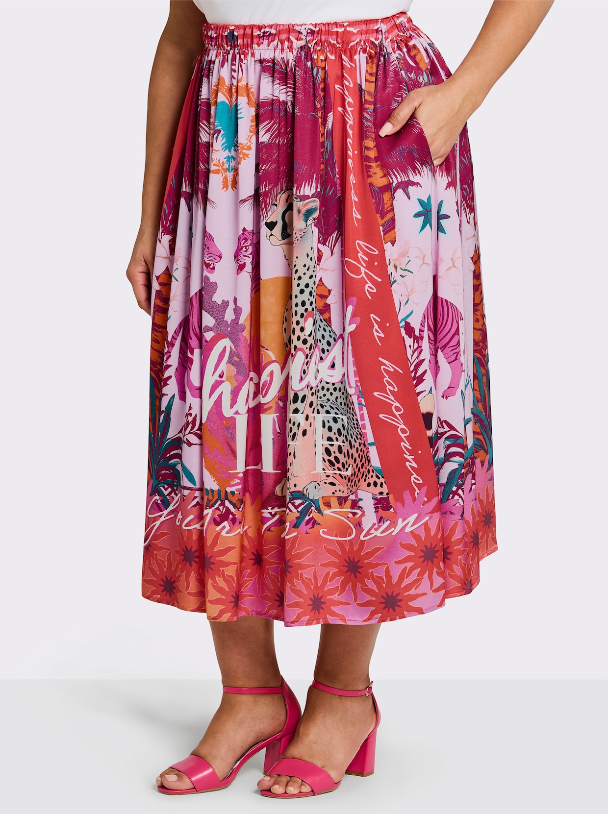 sheego loves miss goodlife Schlupfrock im Multicolor-Print - rosé-orange-bedruckt