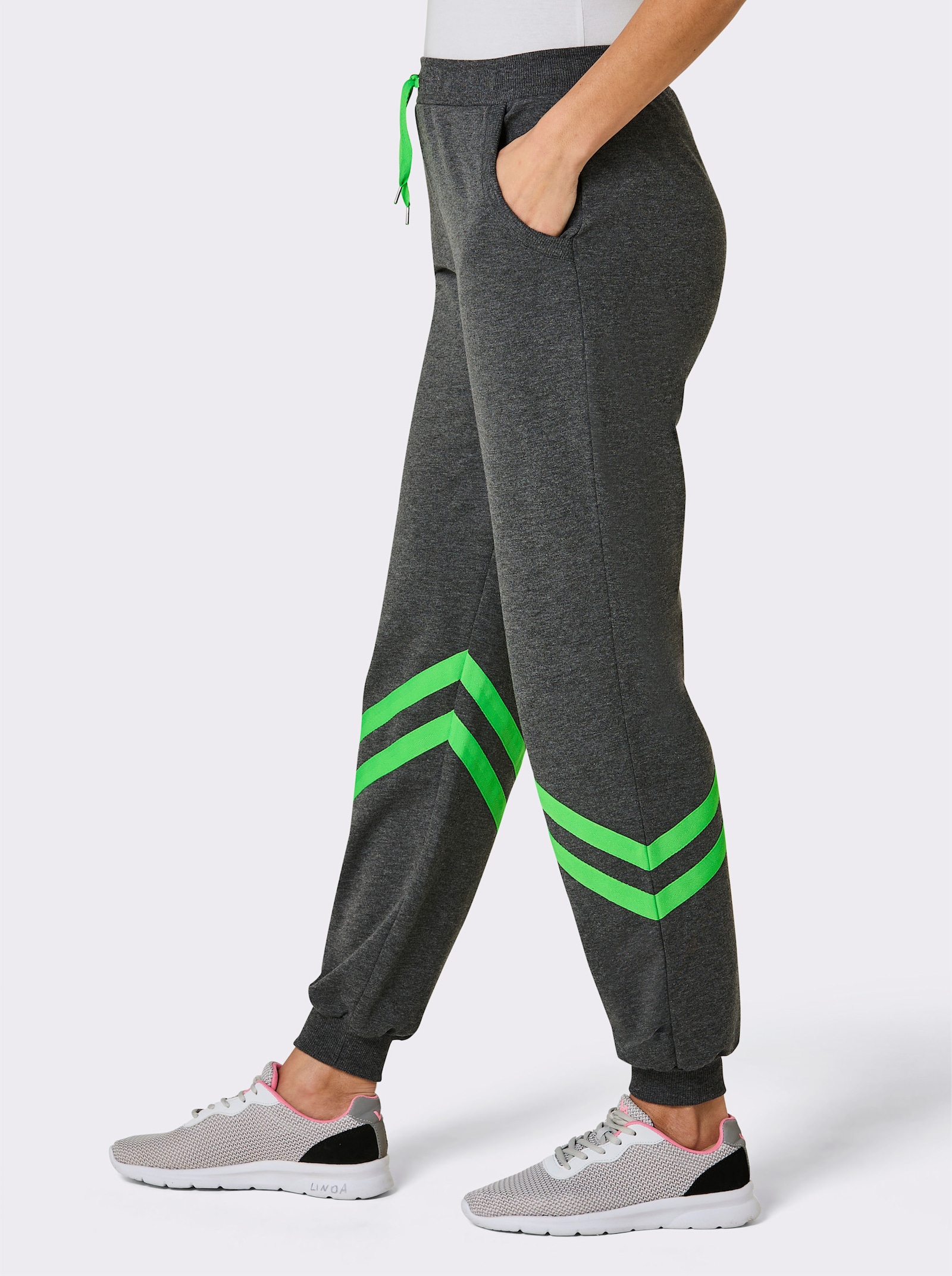 Catamaran Sports Freizeithose mit Kontraststreifen - anthrazit-meliert