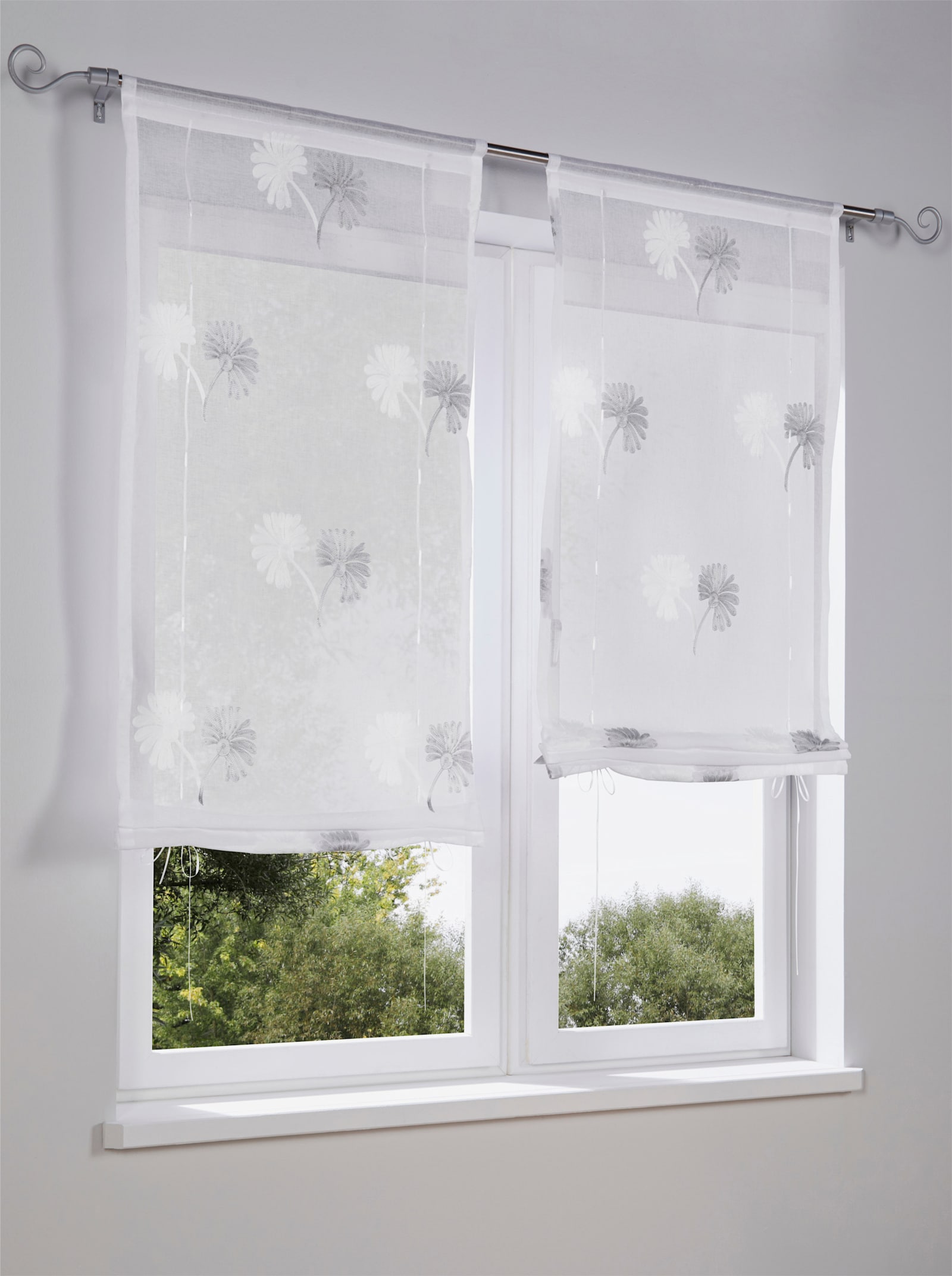 heine home Bändchenrollo - grau-offwhite