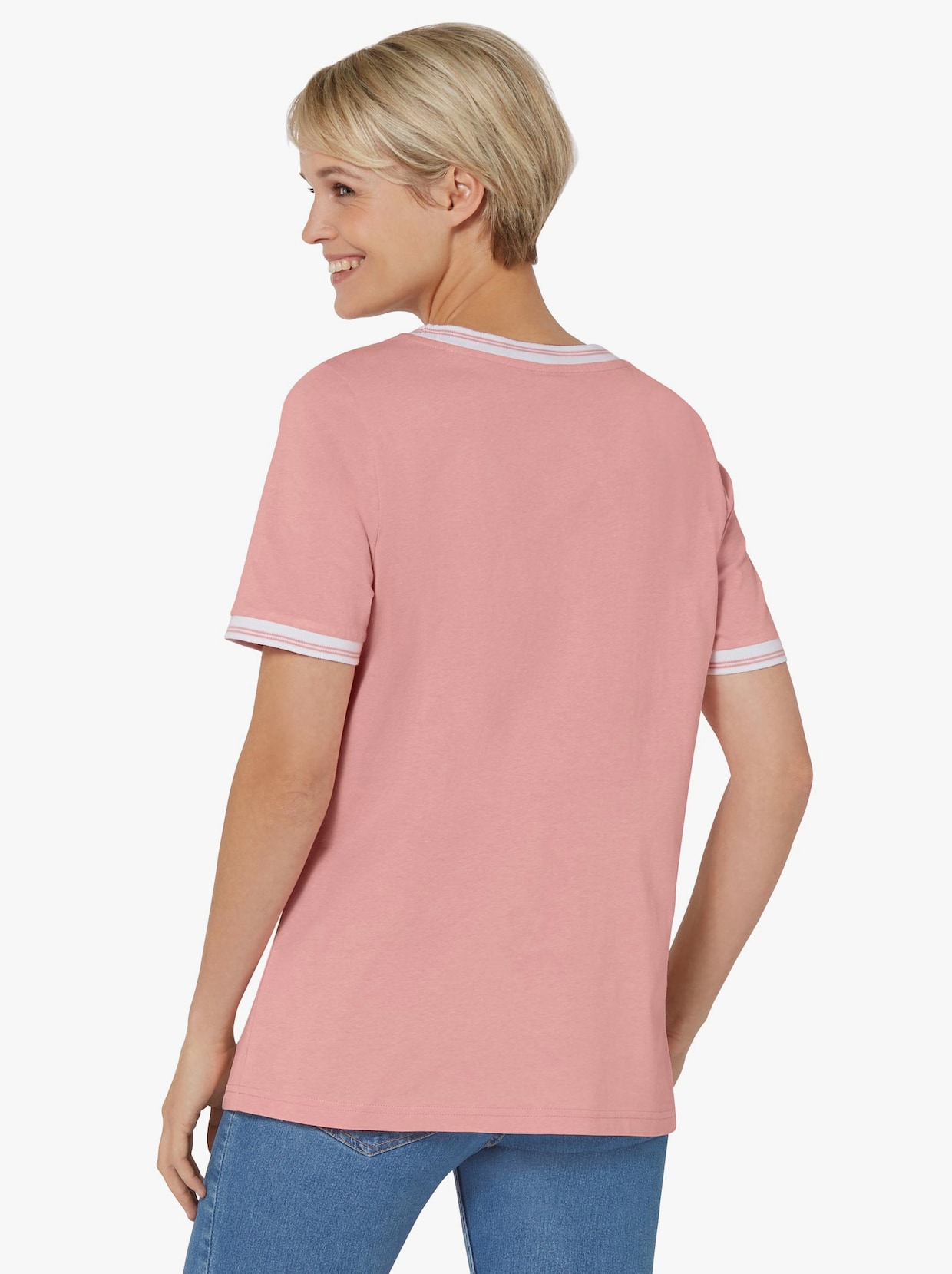 Shirt met ronde hals - rozenkwarts