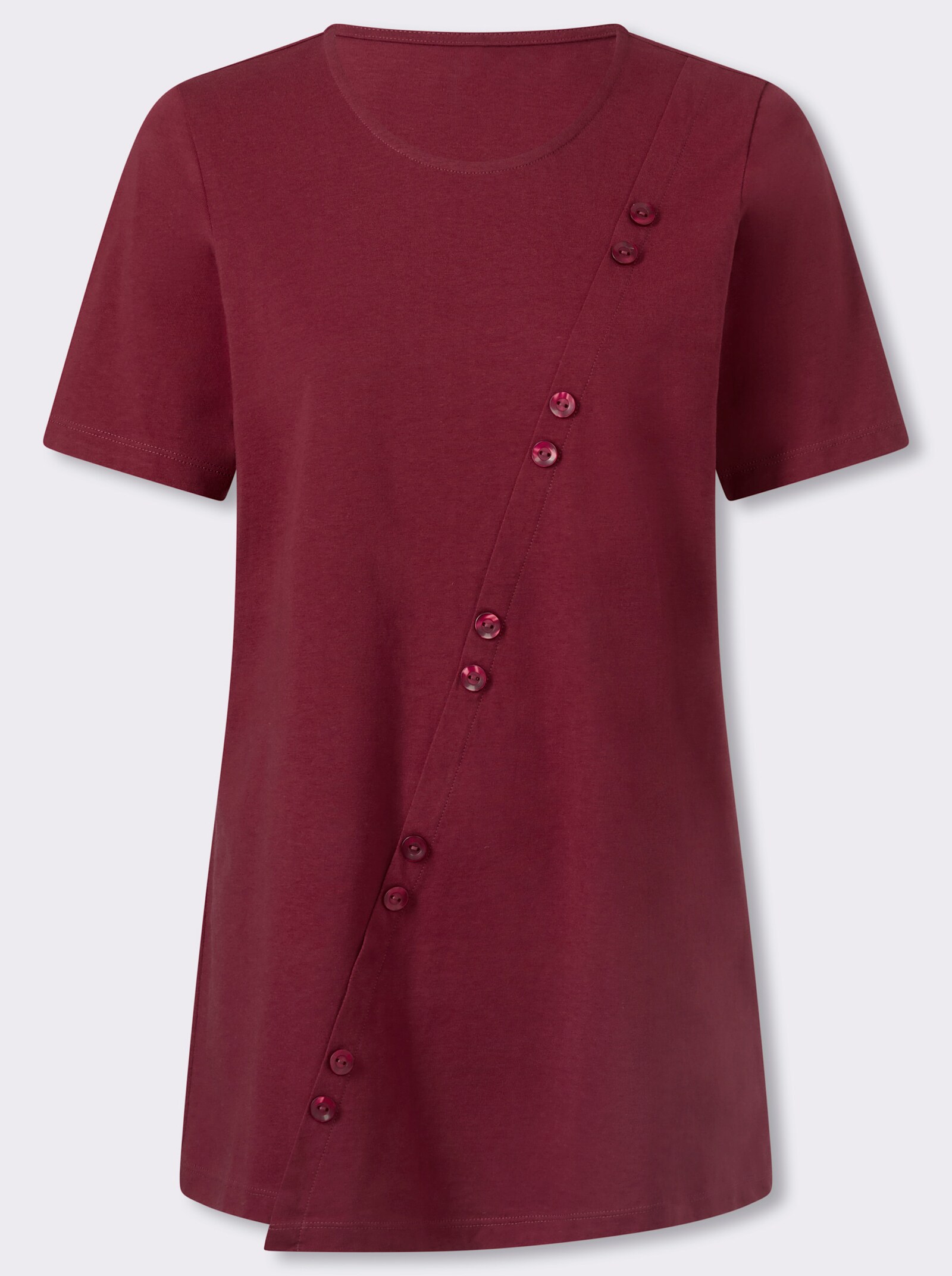 Longshirt mit Dekoknöpfen - dunkelrot
