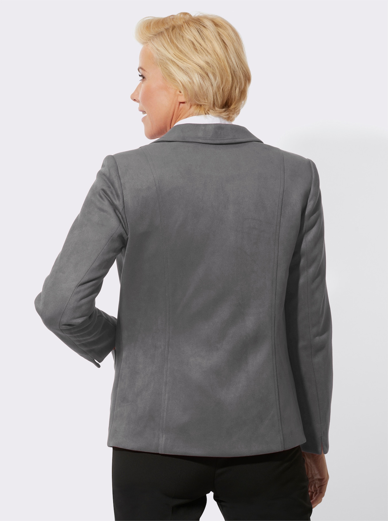 Blazer van imitatieleer - grijs