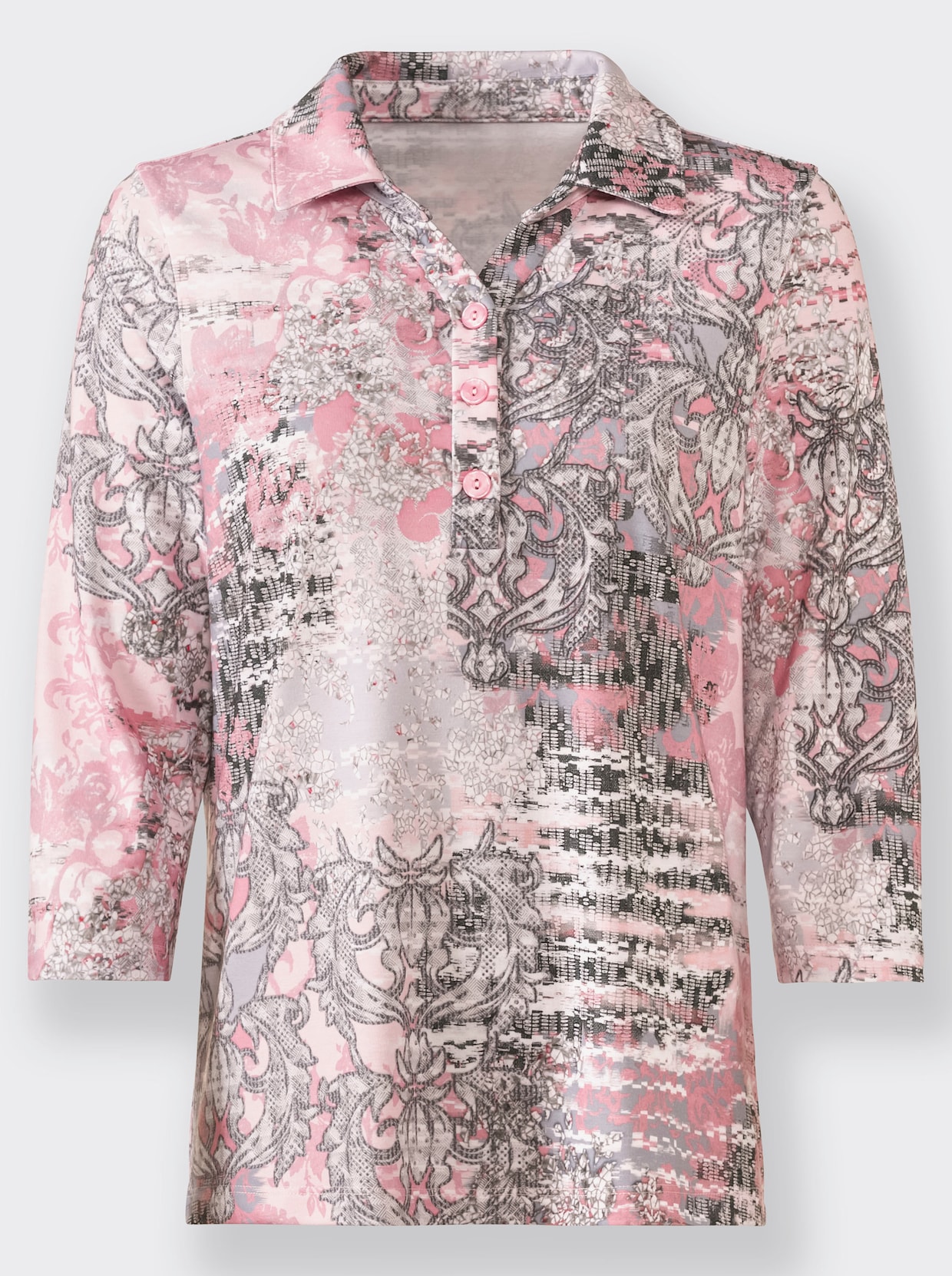 Poloshirt - hortensie-steingrau-bedruckt