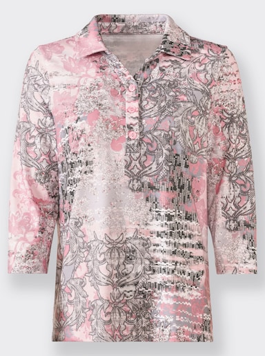 Poloshirt - hortensie-steingrau-bedruckt