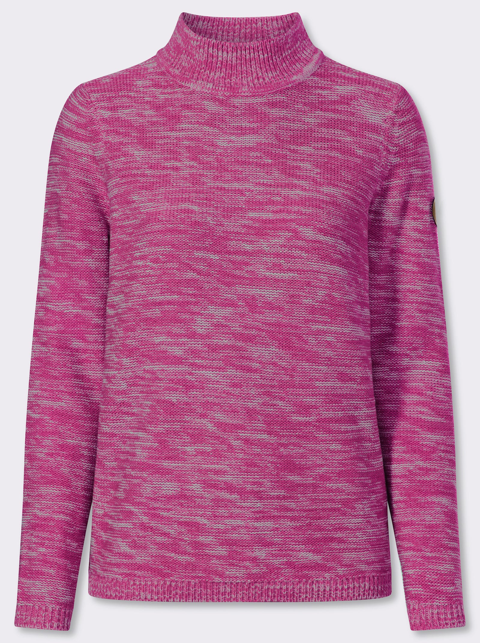Stehkragenpullover aus Melange-Strick - magenta-meliert