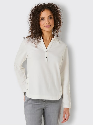 CREATION L PREMIUM Poloshirt Mit abgerundetem Saum - ecru