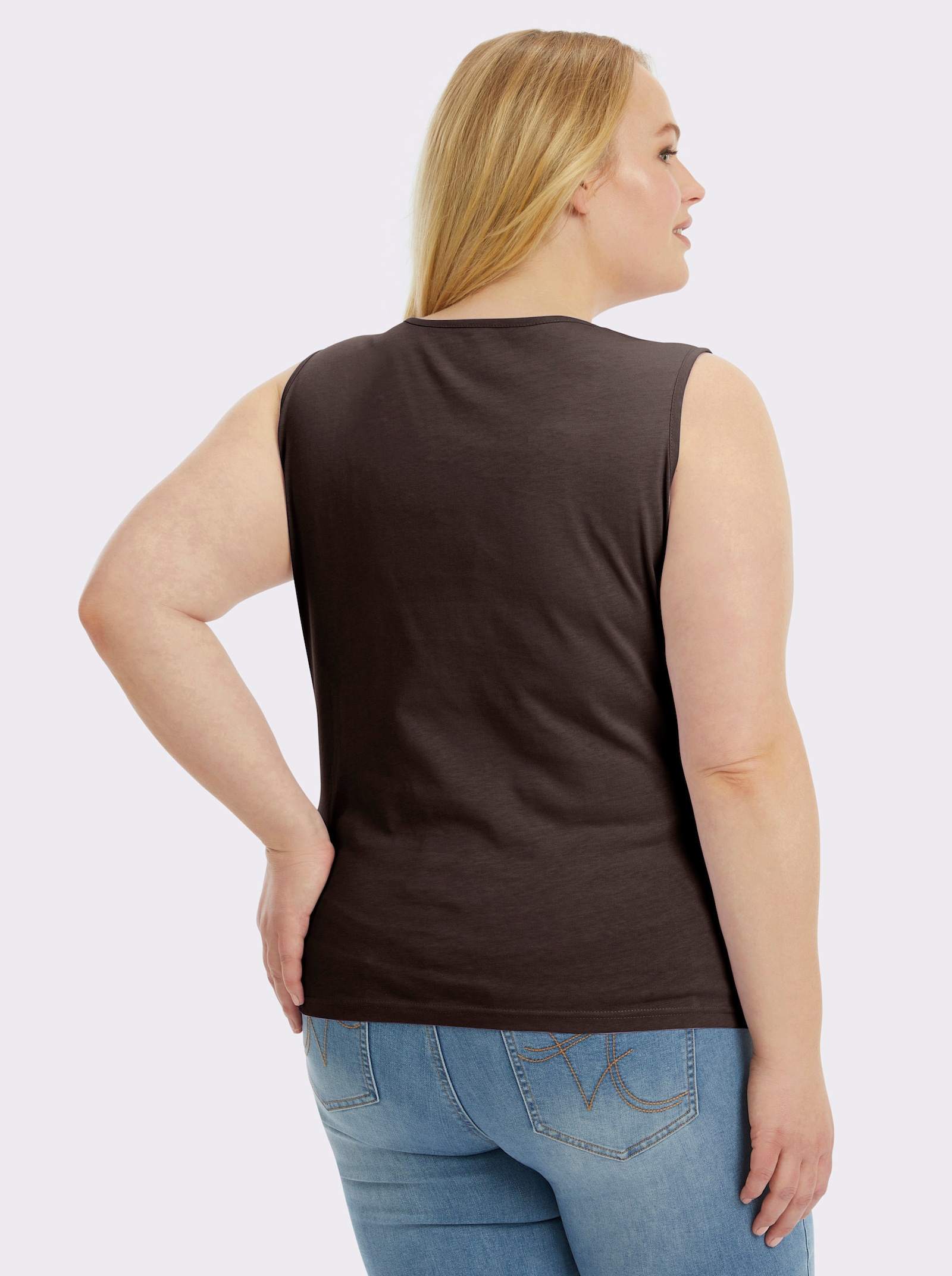 Trägertop mit Rundhals-Ausschnitt - mokka