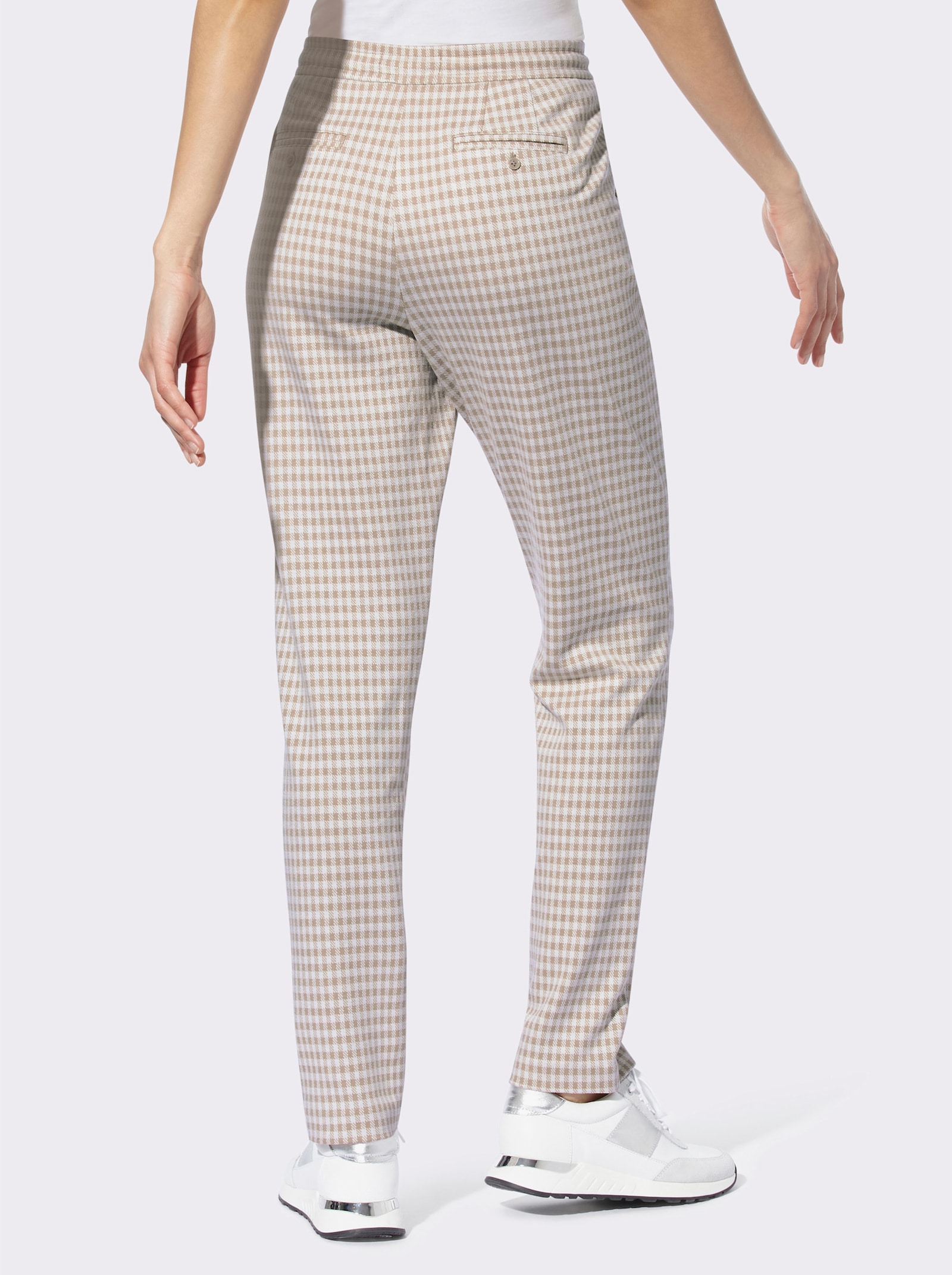 heine Karohose in flauschiger Qualität - beige-ecru-kariert