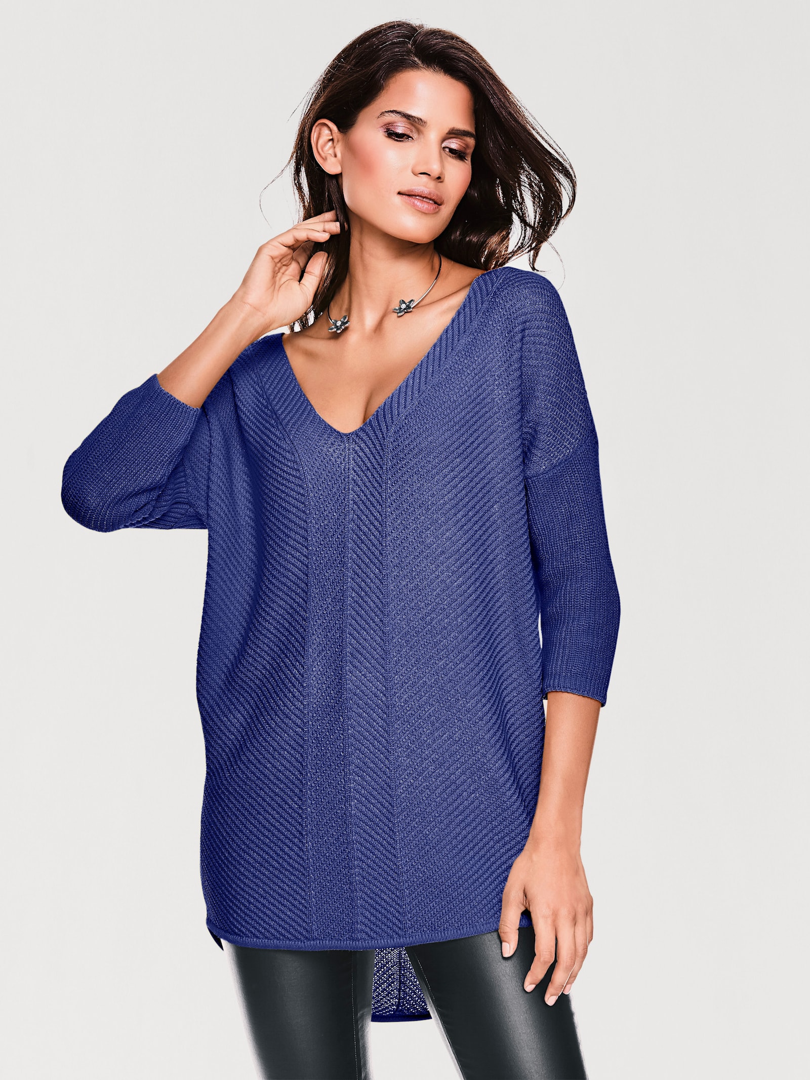 heine V-Ausschnitt-Pullover im Oversized-Schnitt - royalblau