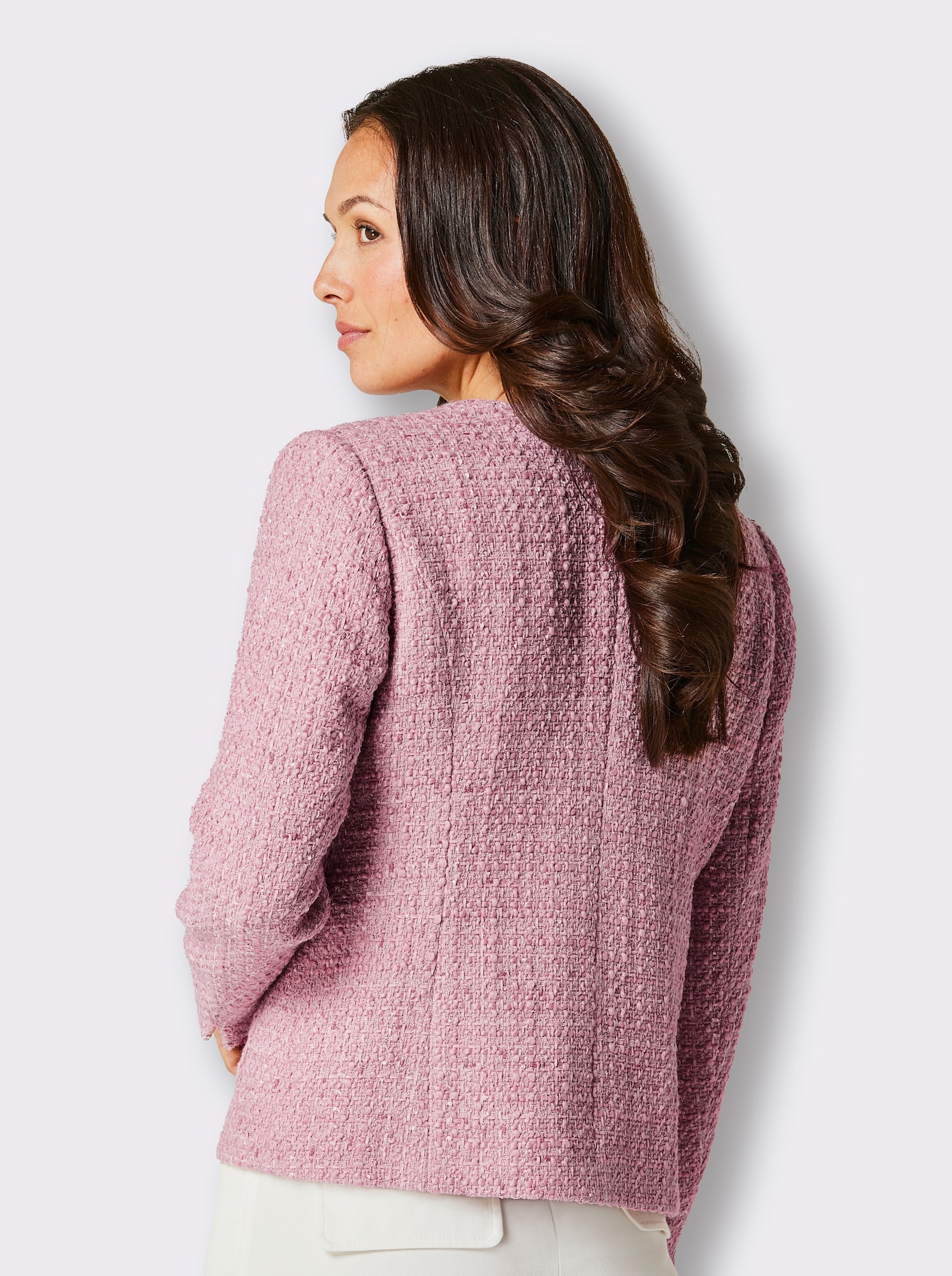 CREATION L PREMIUM Bouclé-Blazer mit 30% Wolle - rosé