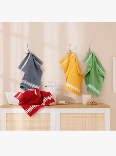 Frottiertuch - anthrazit + rot