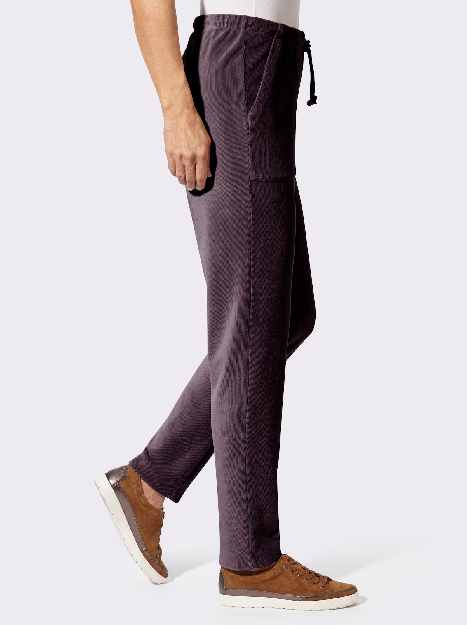Cordhose mit Dehnbund - aubergine