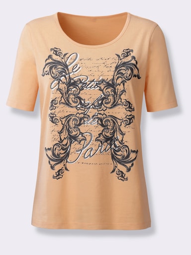 Kurzarmshirt - apricot-anthrazit