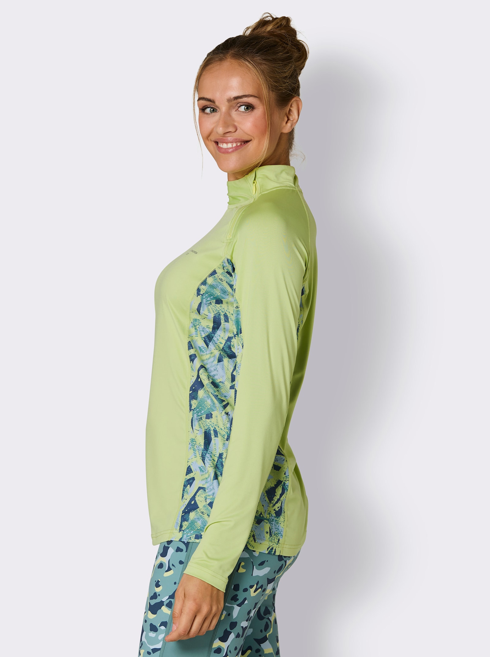 Catamaran Sports Functioneel shirt met inzetten met honingraatstructuur - pistache gedessineerd