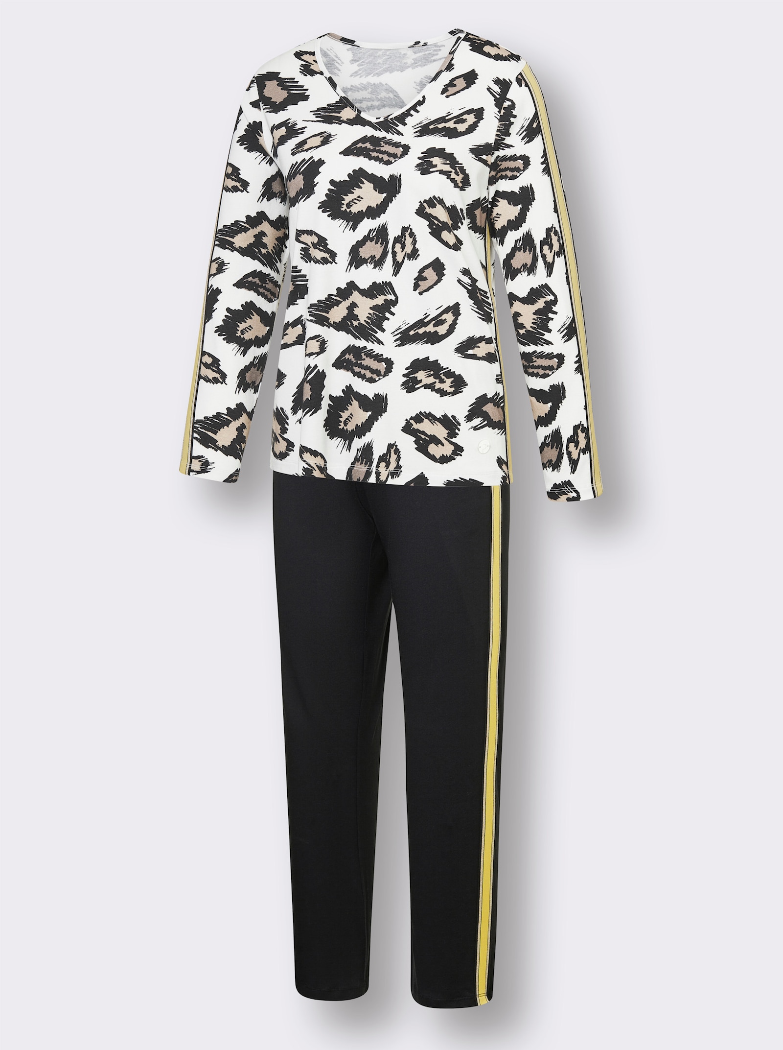 CREATION L PREMIUM Modal Schlafanzug - ecru-schwarz-bedruckt