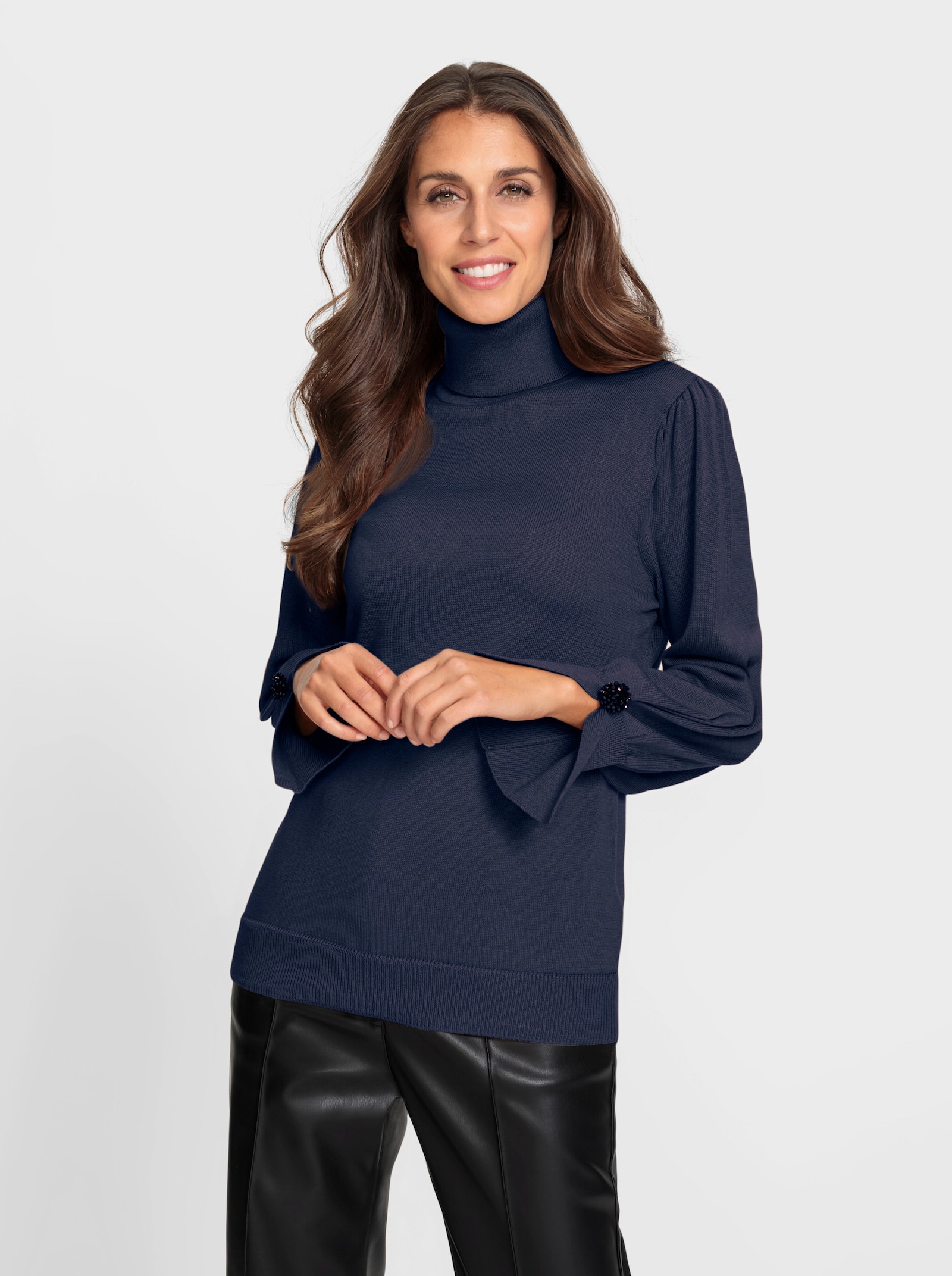 heine Rollkragenpullover mit Puffärmeln - marine