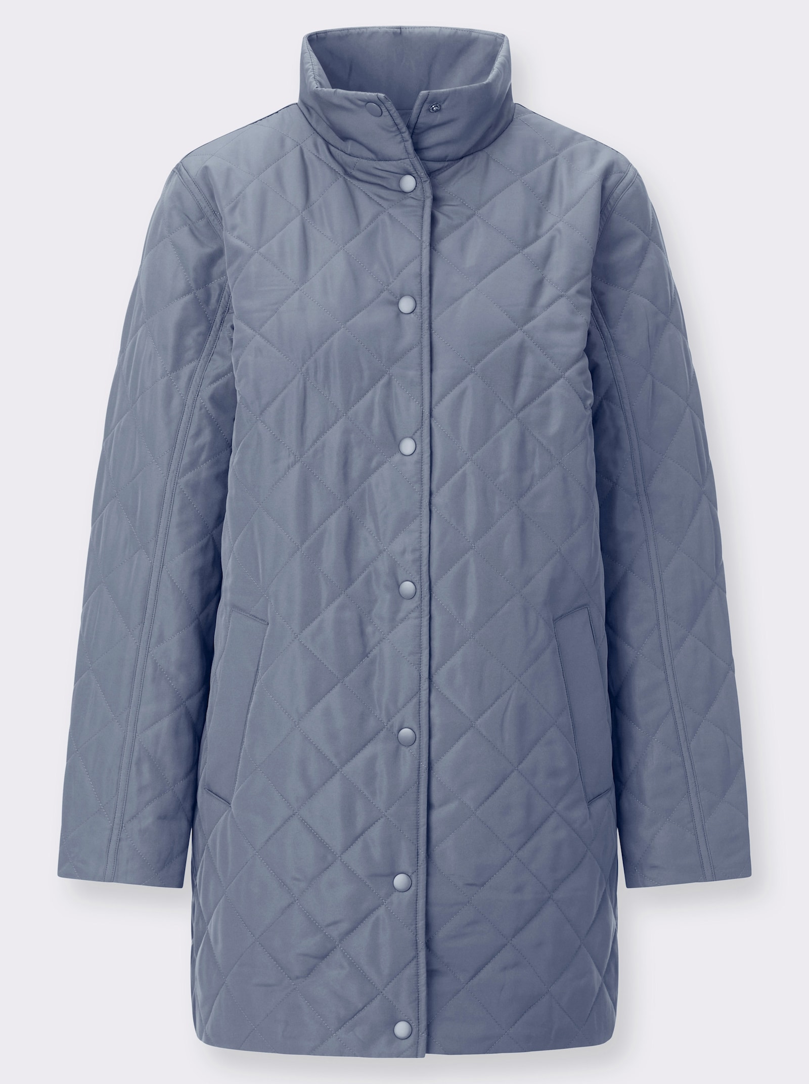 Steppjacke in Longform - taubenblau
