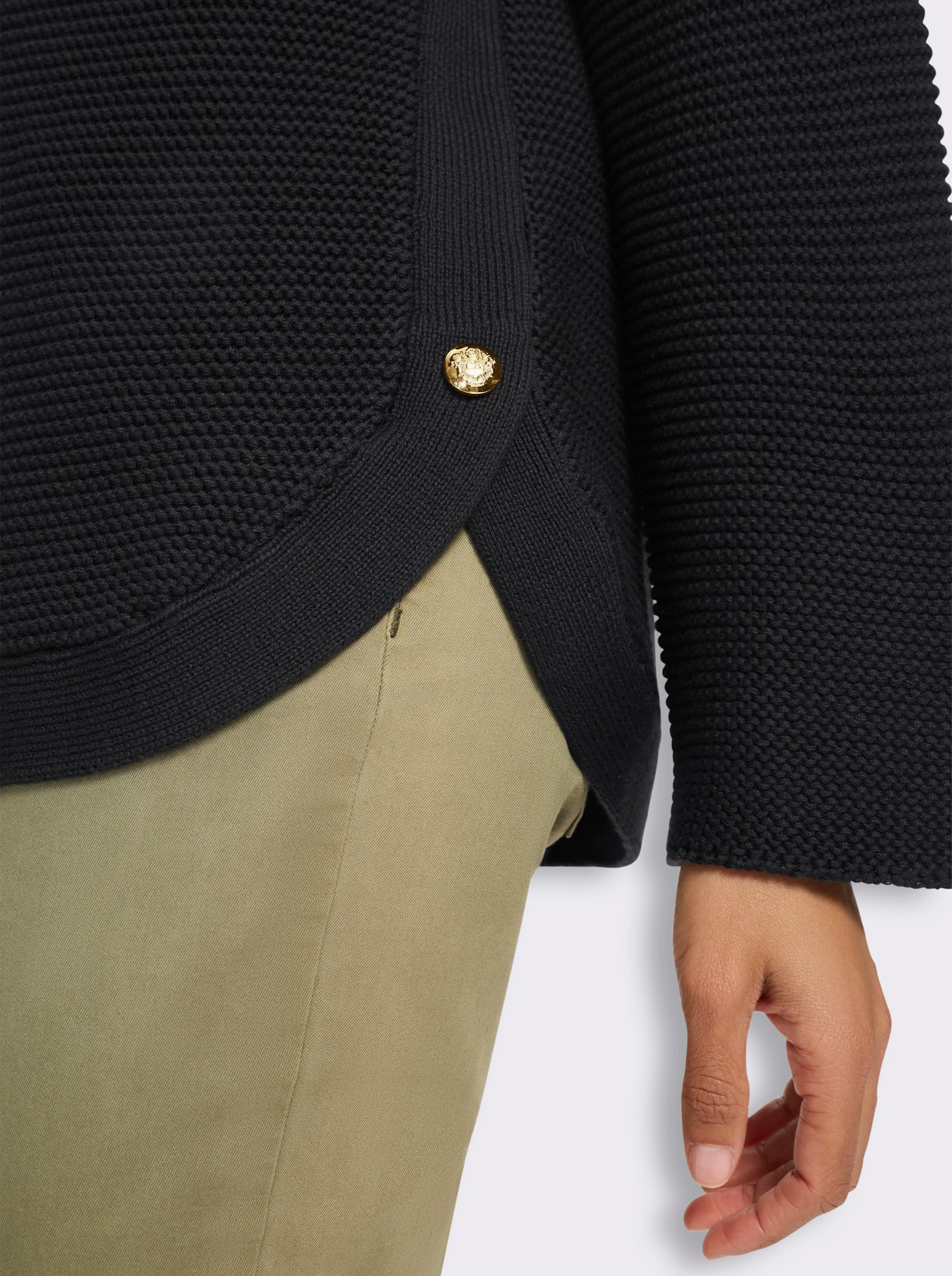 heine Langarm-Pullover mit Seitenschlitzen - schwarz