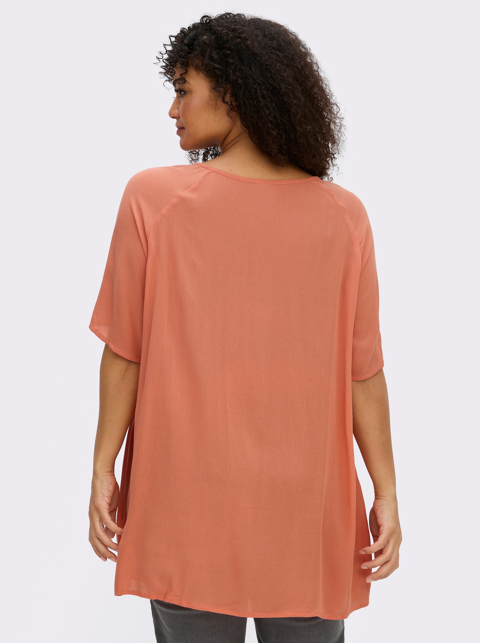 Tunika mit Spitzen-Einsatz - papaya