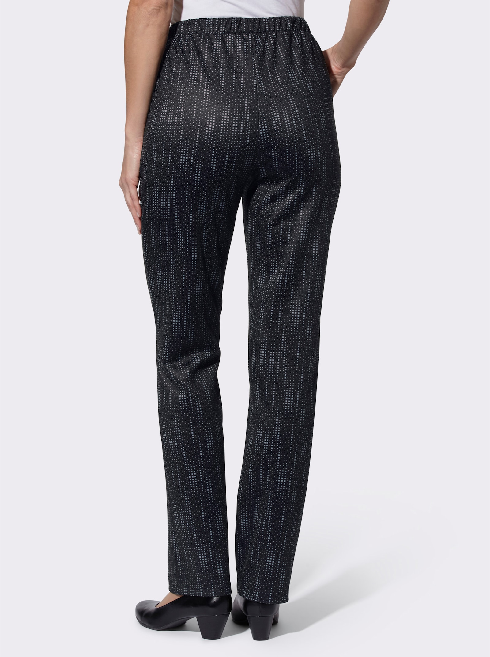 Schlupfhose in Jersey-Qualität, innen leicht angeraut - schwarz-gemustert