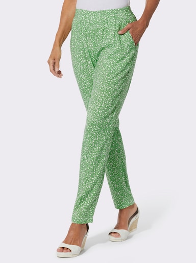 Schlupfhose mit Dehnbund - apfel-weiß-bedruckt