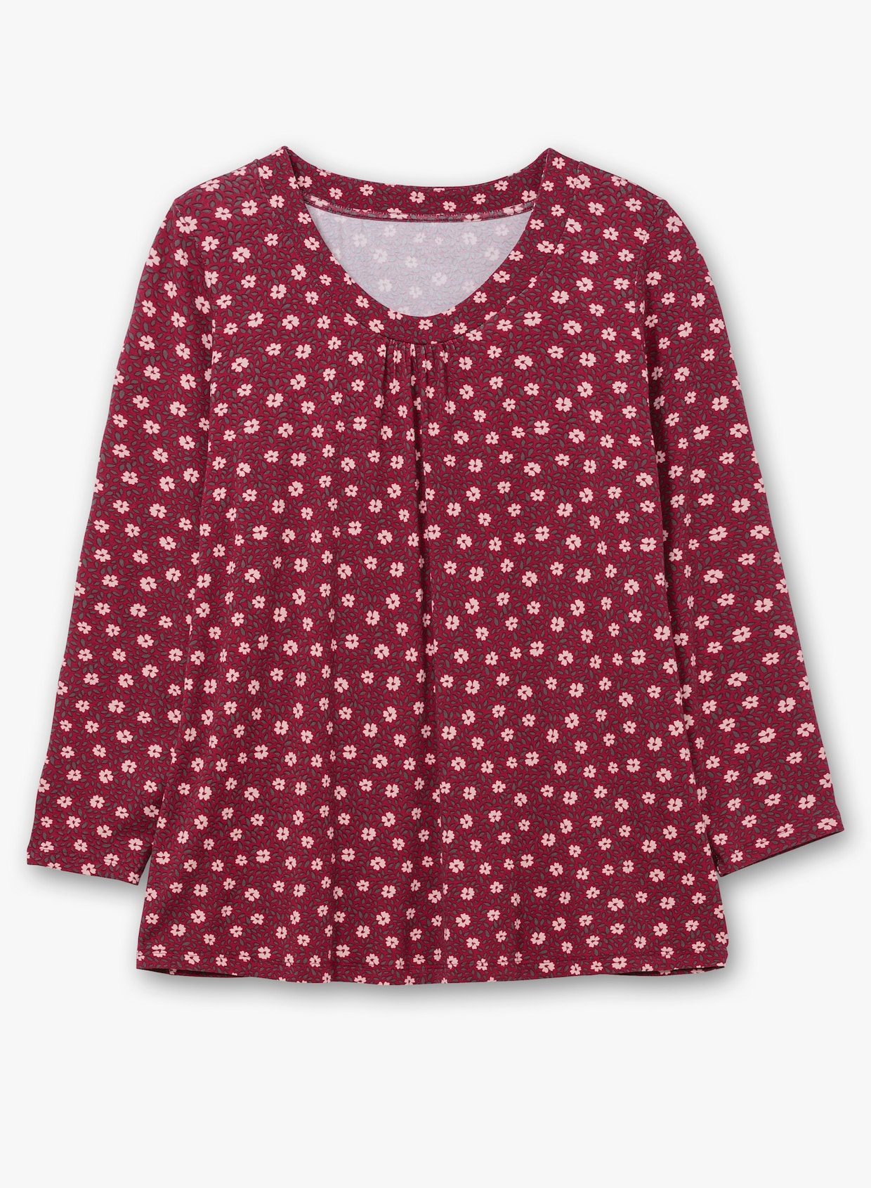 Tunikashirt - dunkelrot-rosenquarz-bedruckt