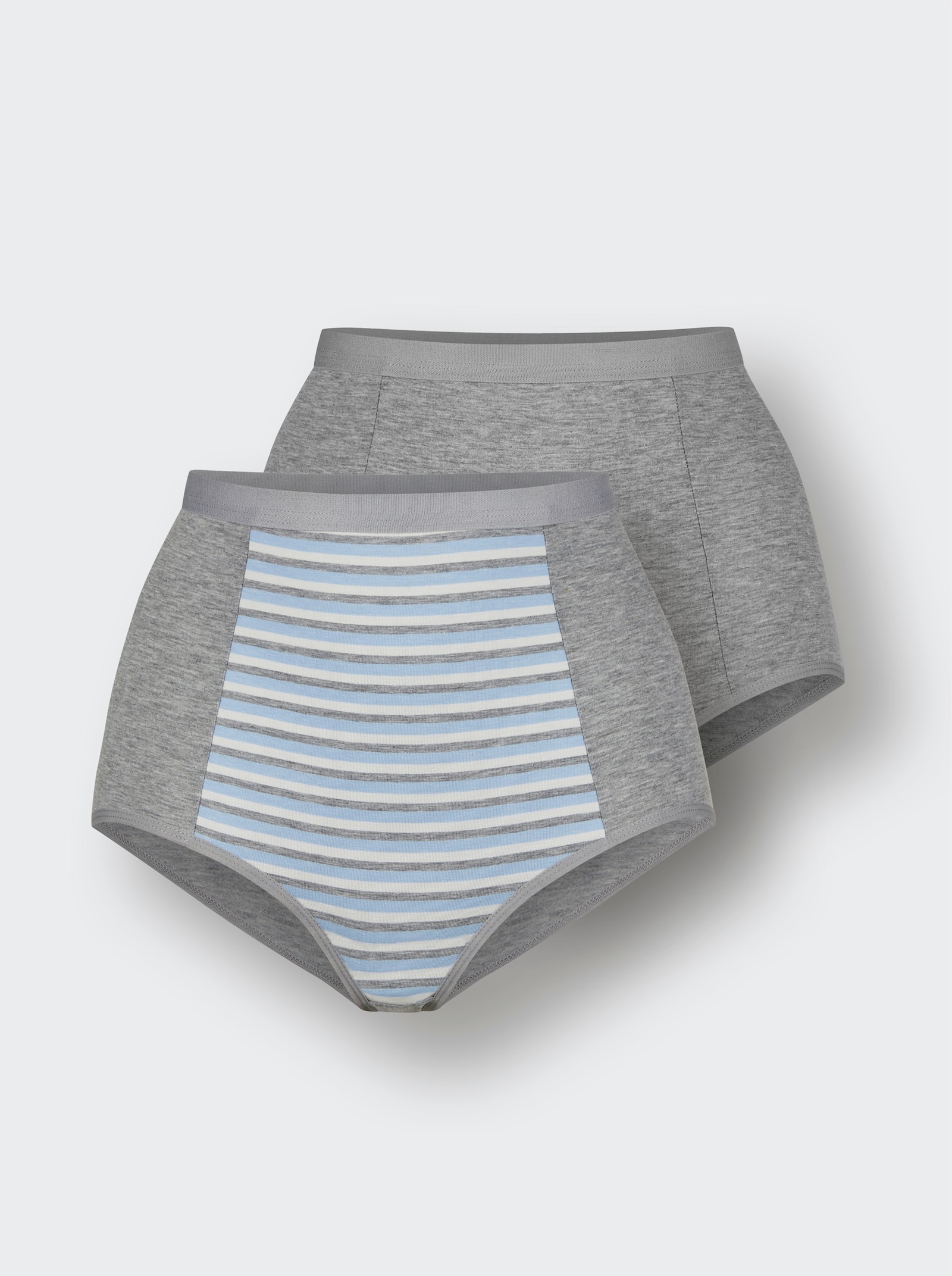 wäschepur Formslip im 3er-Pack - grau-geringelt + grau-meliert