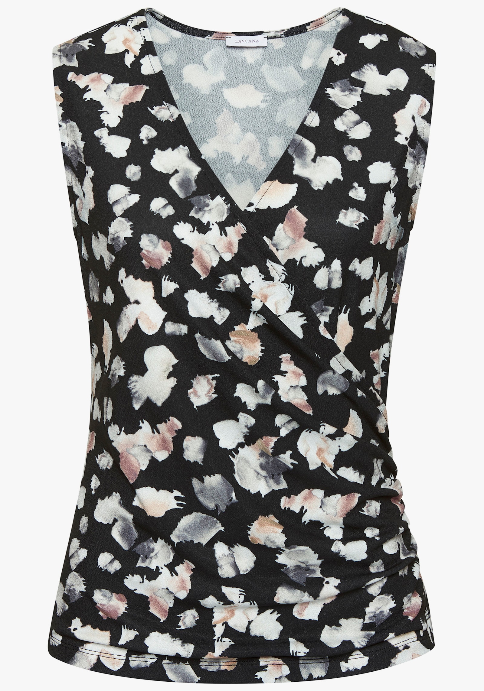 LASCANA Tanktop - zwart/multi bedrukt