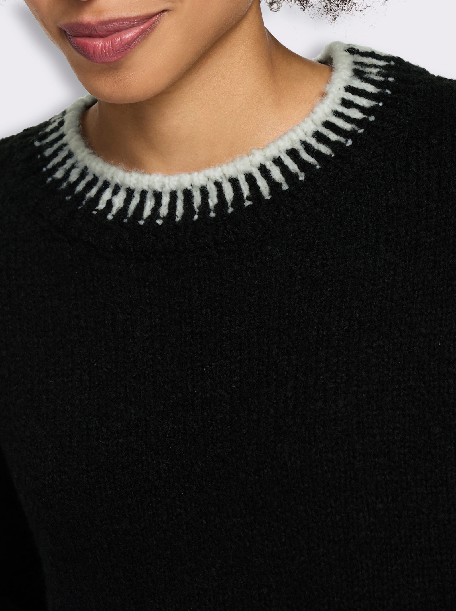 heine Strickpullover mit Kontrast-Details - schwarz
