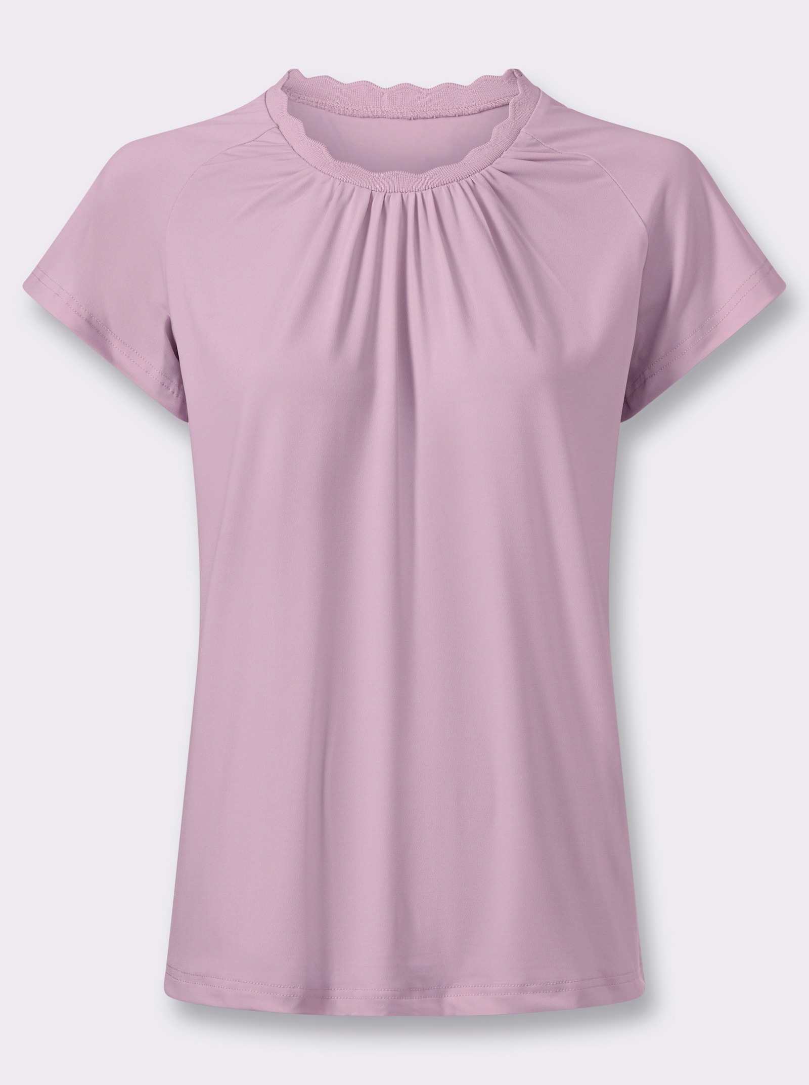 Kurzarmshirt mit gebogten Kanten - rosé