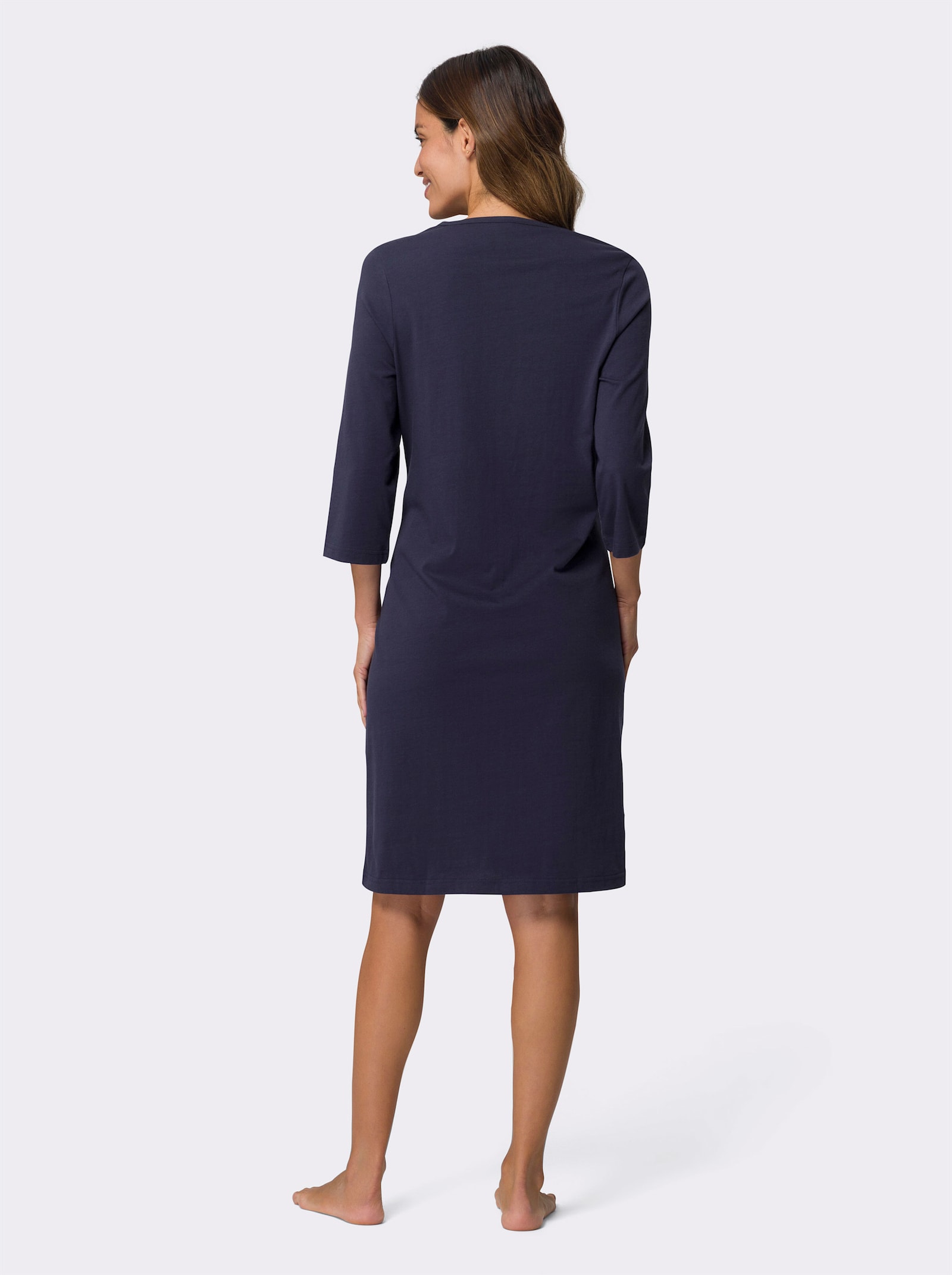 Nachthemden mit platziertem Druck, reine Baumwolle - marine + lavendel