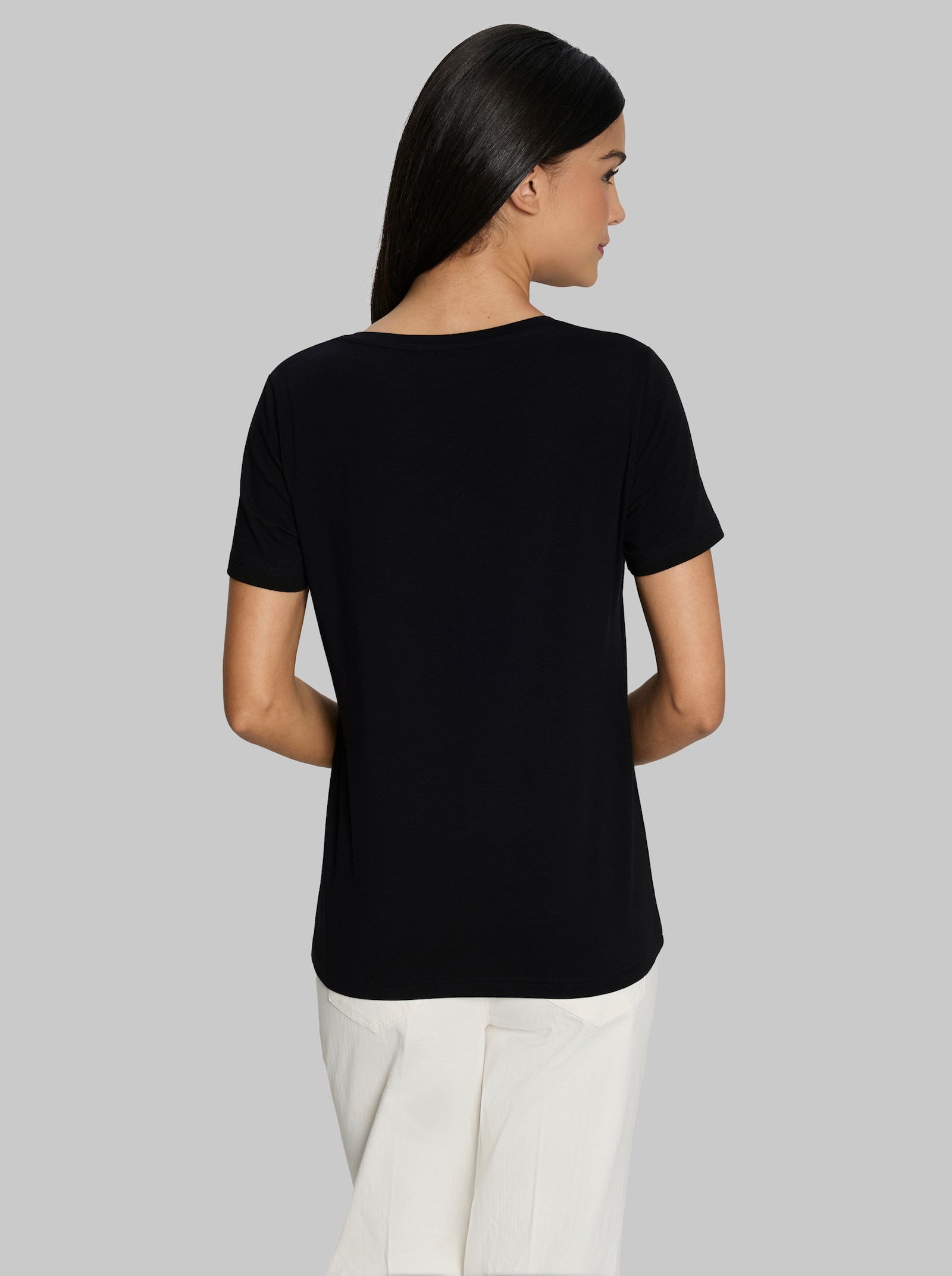 heine Kurzarmshirt mit Schriftzug - schwarz