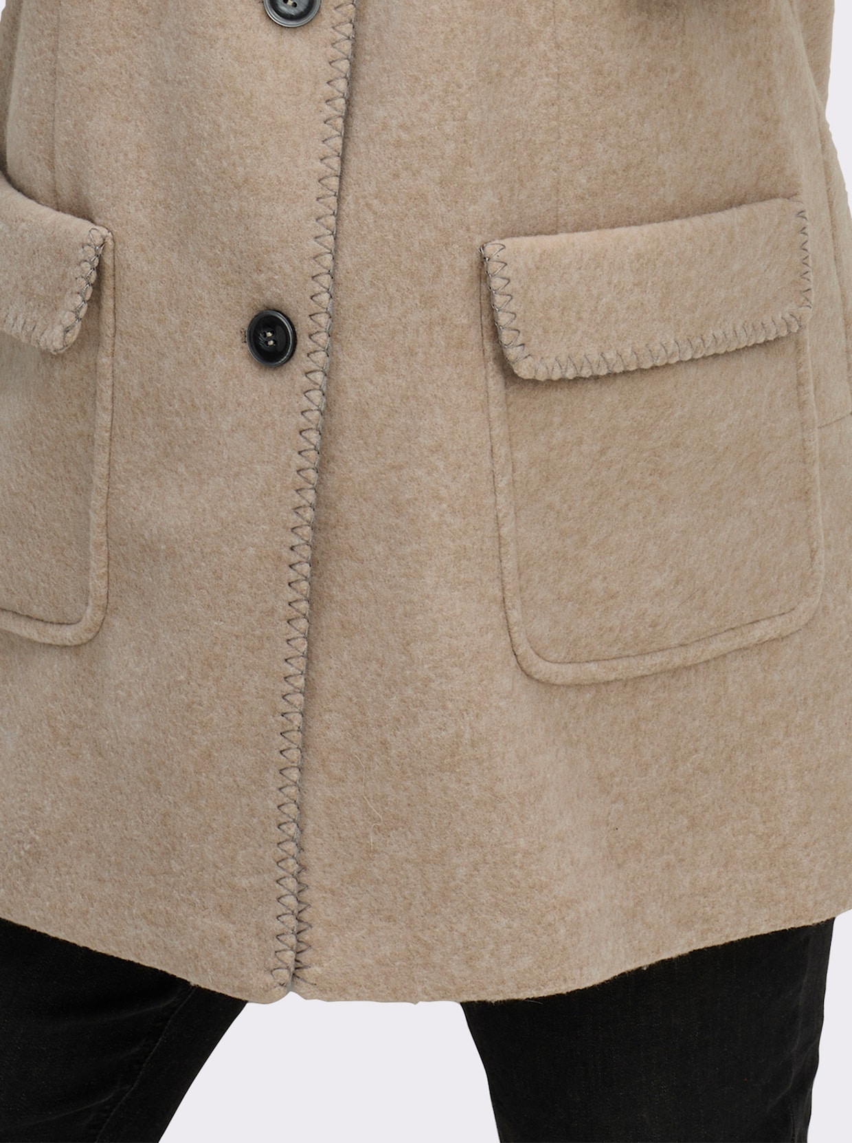 Kapuzenjacke in Woll-Optik - stein