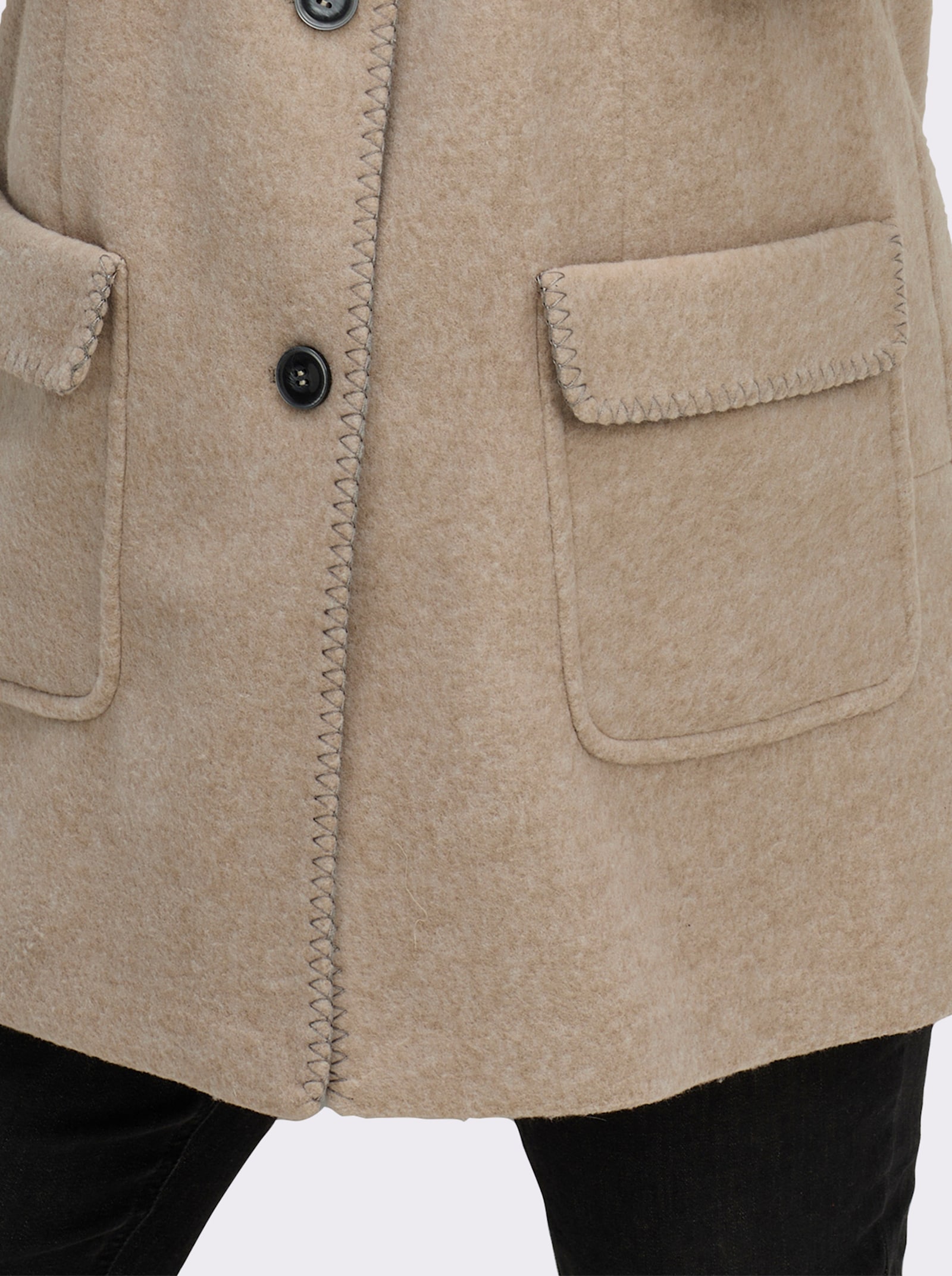 Kapuzenjacke in Woll-Optik - stein