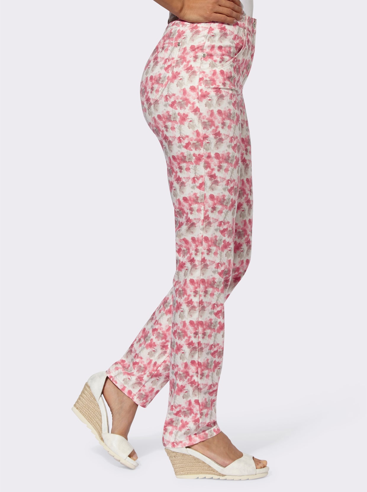 Cosma Bedrukte broek - flamingo/ecru bedrukt