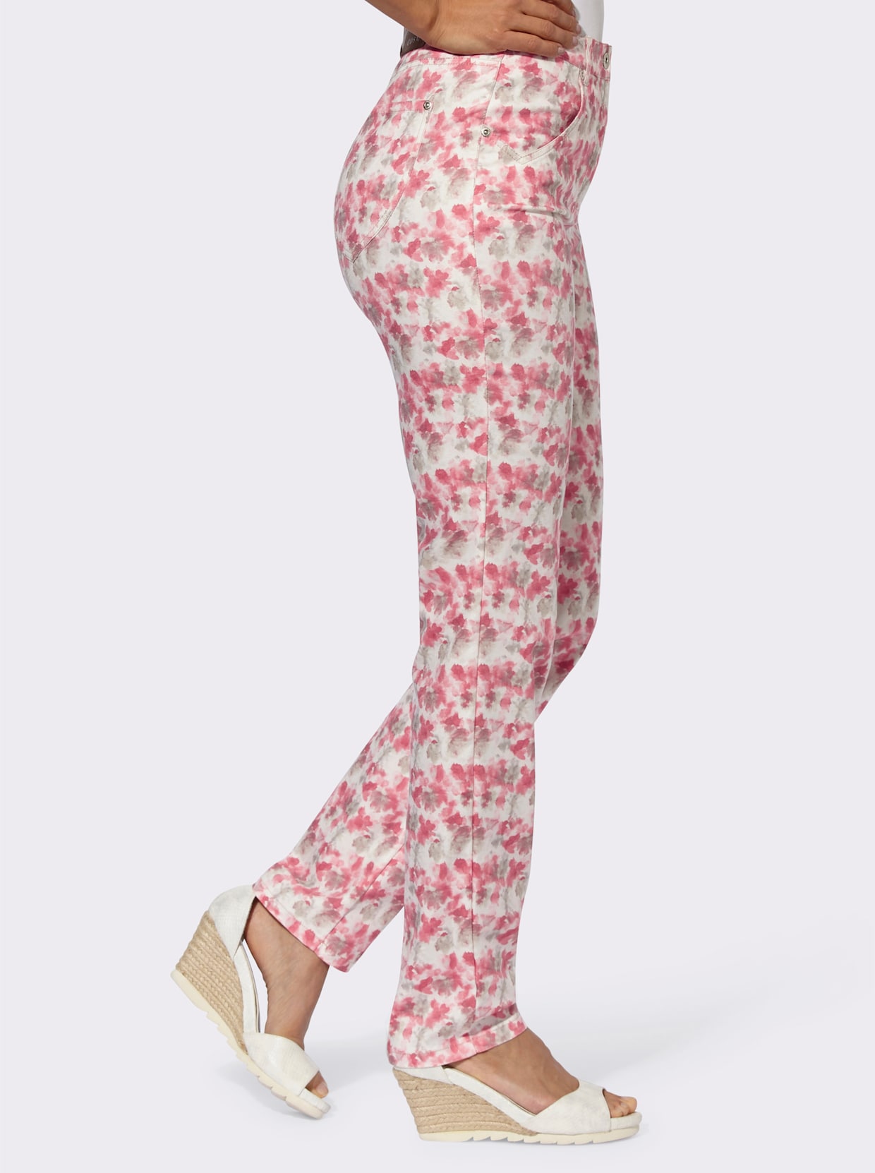 Cosma Druckhose - flamingo-ecru-bedruckt