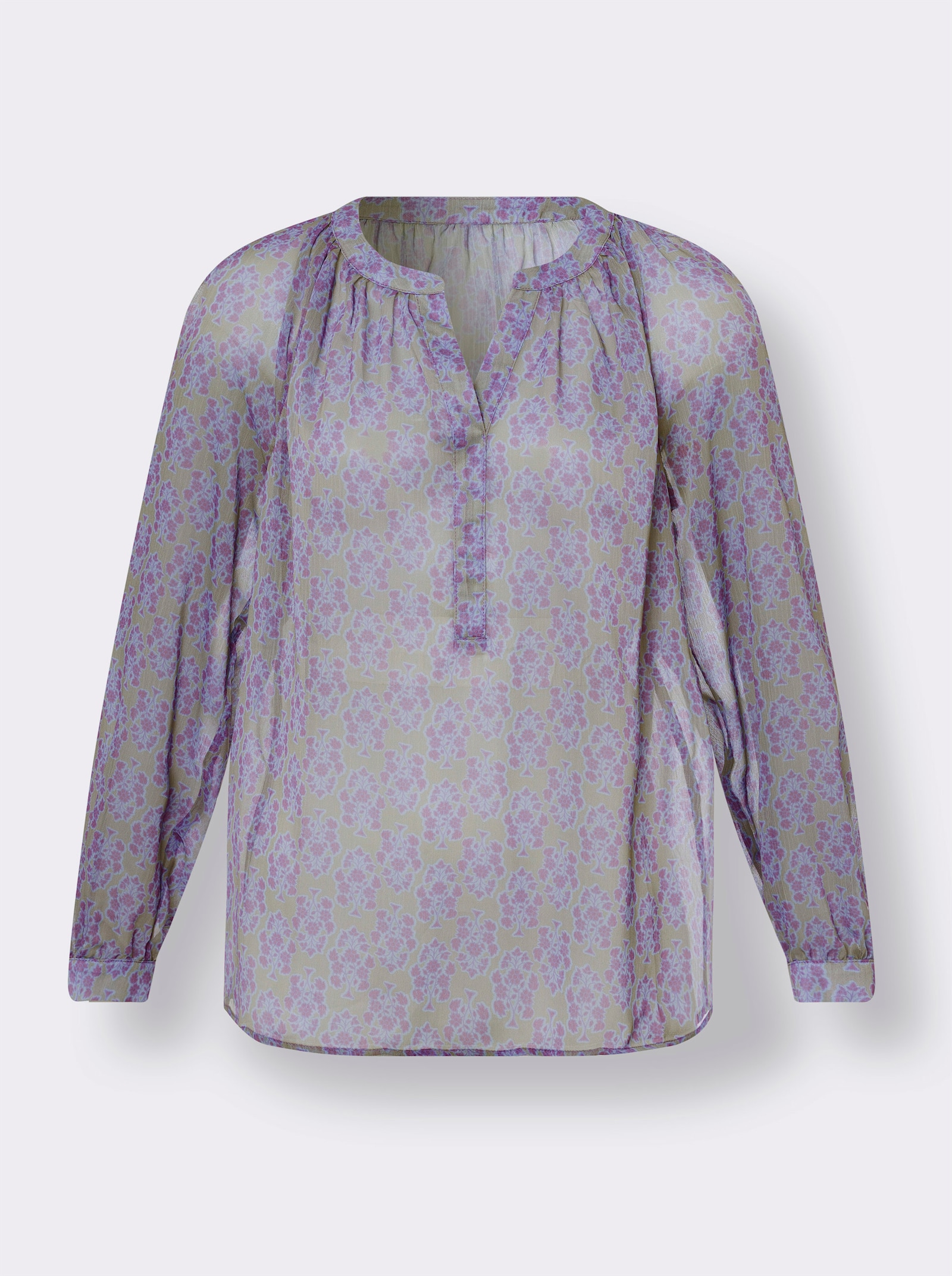 heine Chiffonbluse in A-Form - schlamm-lavendel-bedruckt