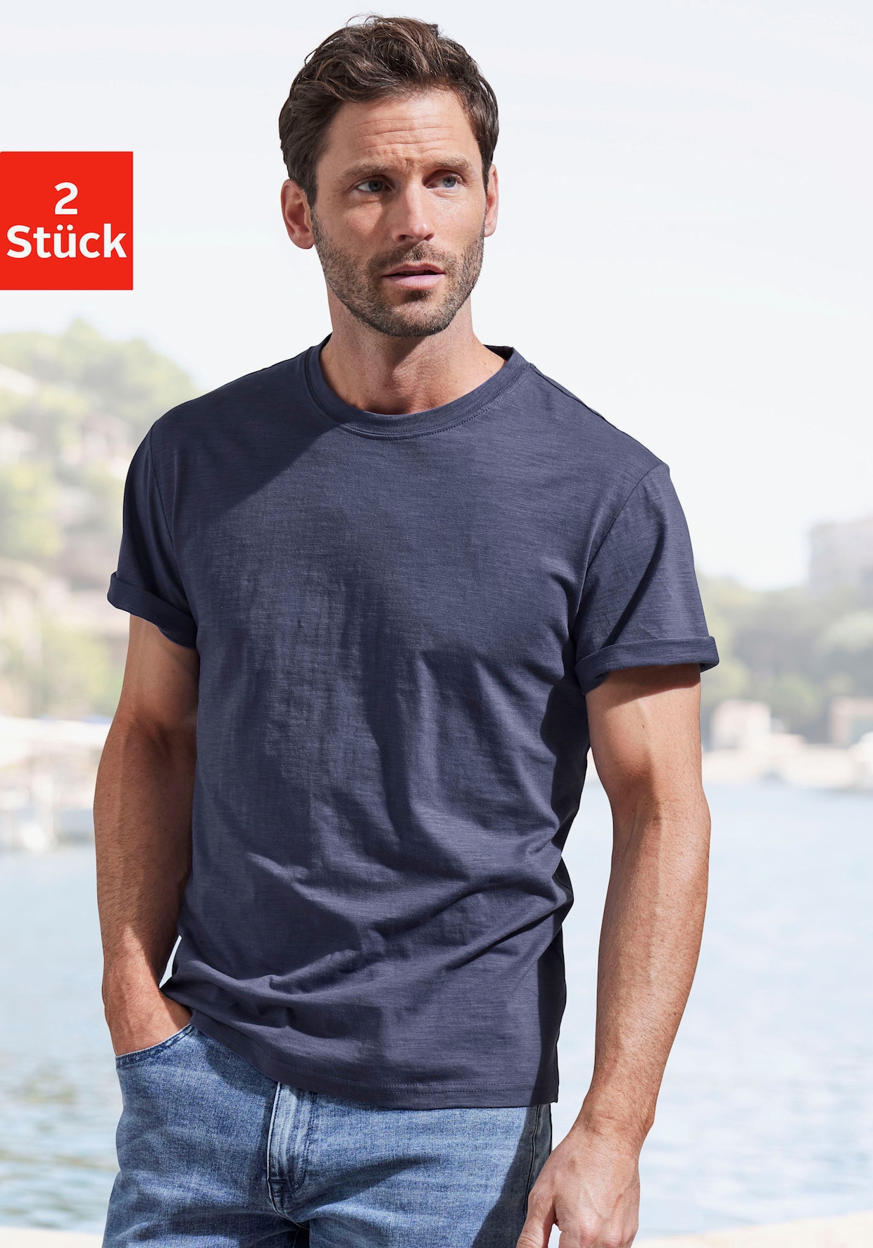 T-Shirt - blau/grau