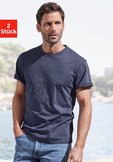 T-Shirt - khaki/ blau