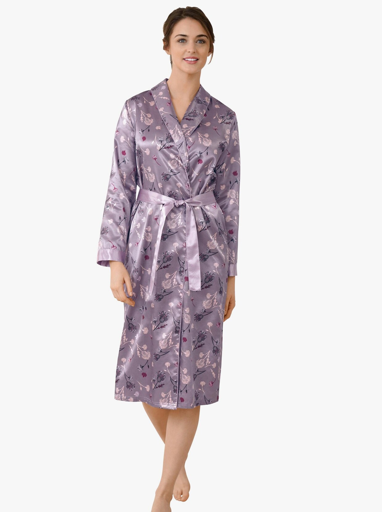 wäschepur Ochtendjas - mauve gedessineerd