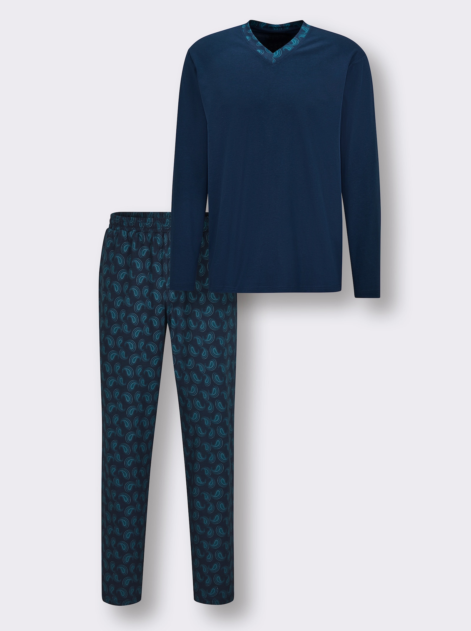 wäschepur men Schlafanzug - dunkelblau-topas-bedruckt