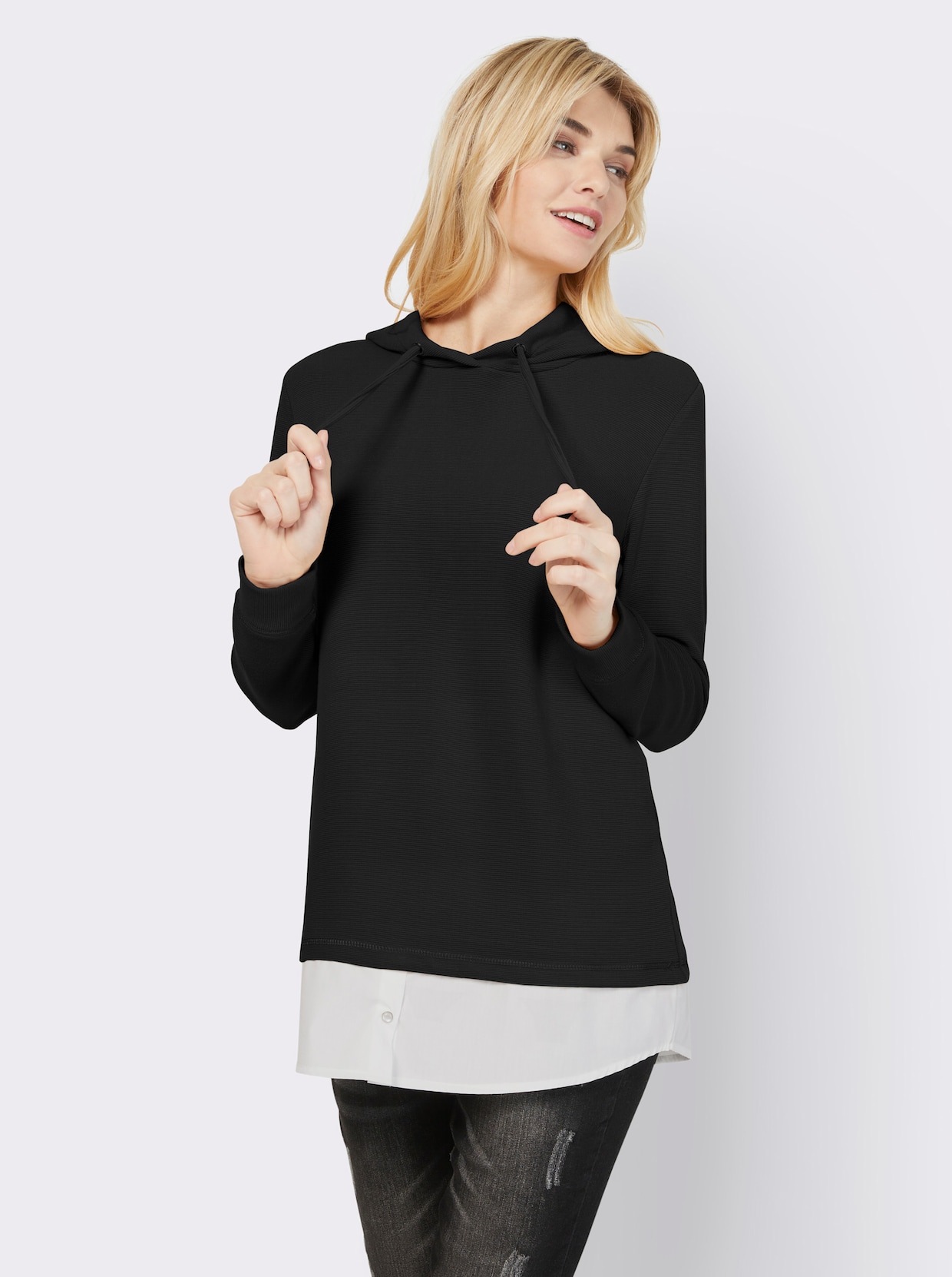 heine 2-in-1-sweatshirt - zwart/wit