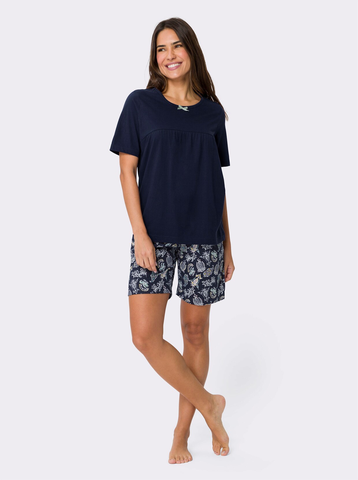 shortama - marine/geel geprint