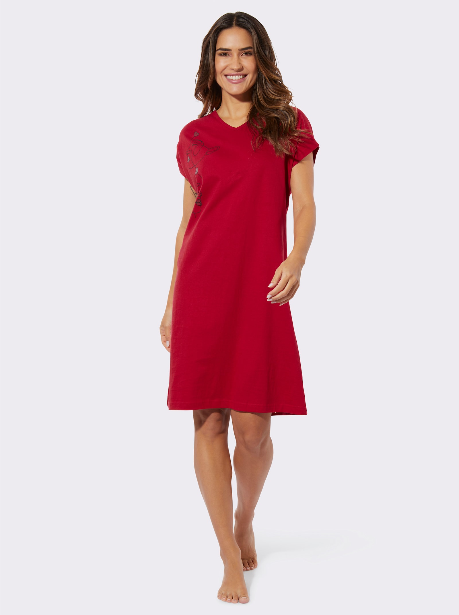 Nattlinnen i dubbelpack - vit + röd